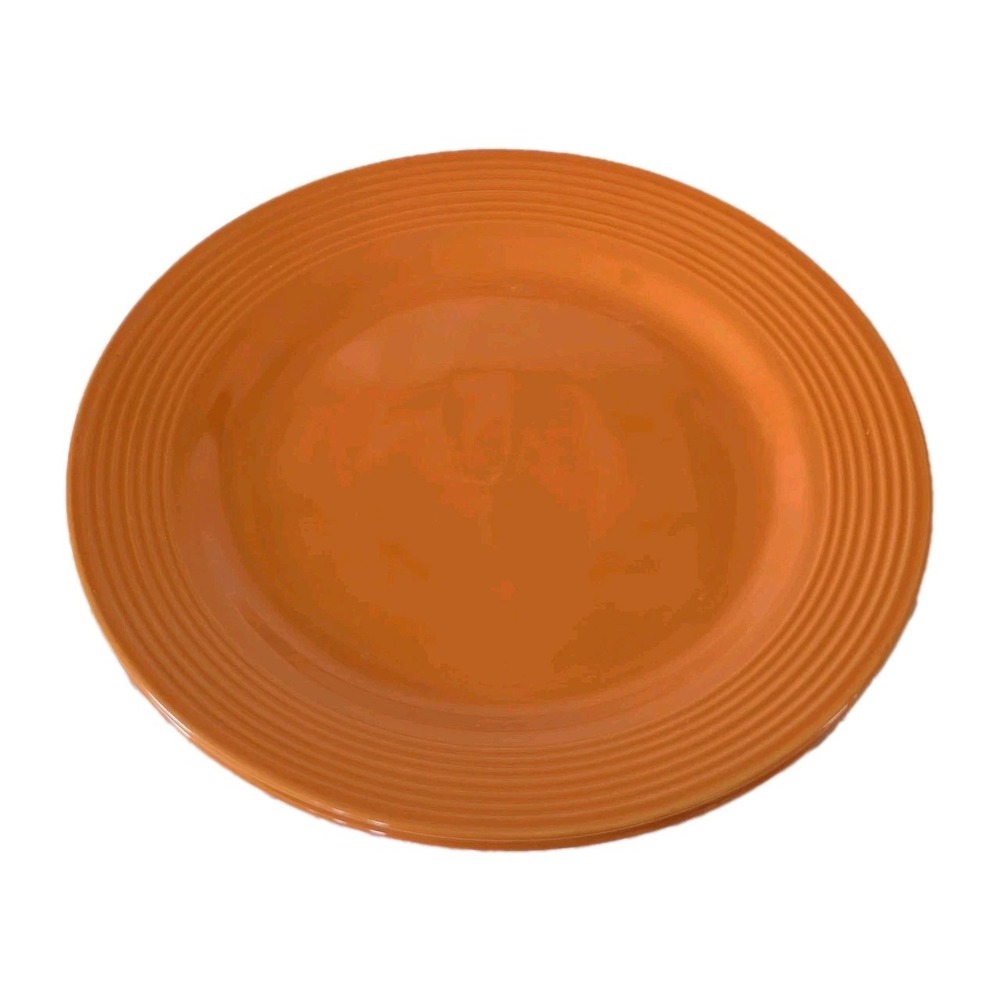 2 Royal Norfolk Santa Fe Orange Ribbed‎ 10 ½ In Dinner Plates Set of 2